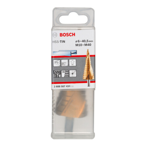 Bosch Stufenbohrer HSS-TiN für Kabelverschr., M10 - M40 10 mm 125,5 mm 12 Stufen