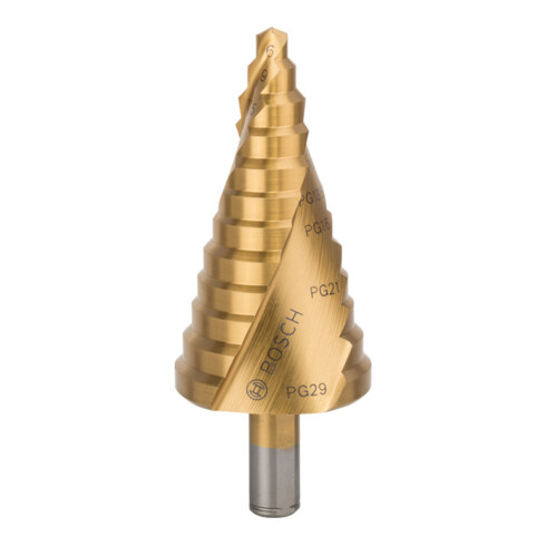 Bosch Stufenbohrer HSS-TiN für Kabelverschraubung 6 - 37 mm 10 mm 93 mm 12 Stufen