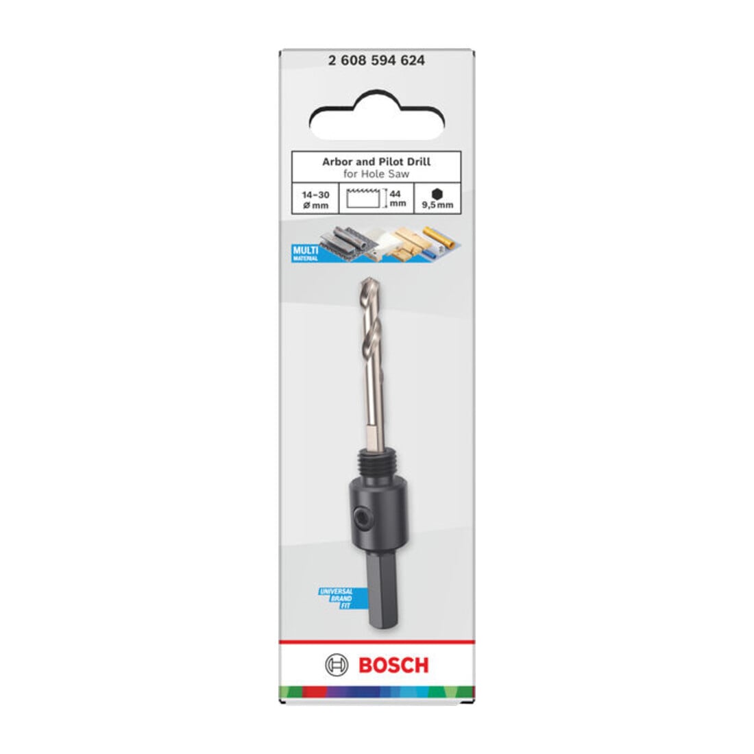 Bosch Supporto di fissaggio e punta centratrice per sega a tazza, 14-30 x 44 mm