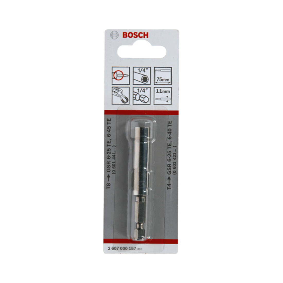 Bosch Supporto universale 1/4", 75mm 11mm, con arresto di profondità T8/T4