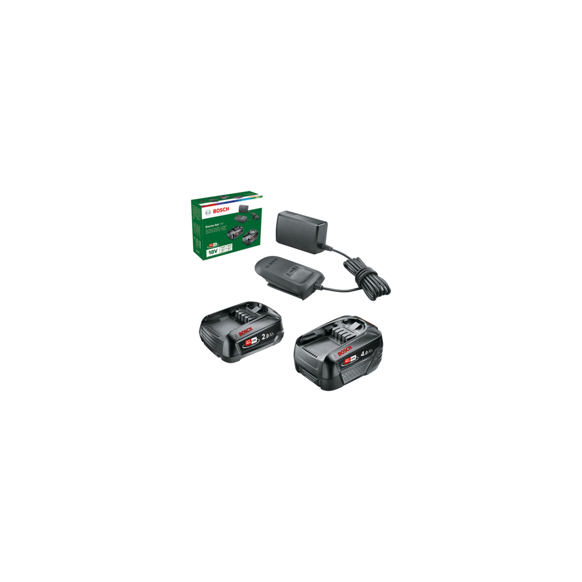 Bosch Systemzubehör 18 Volt Lithium-Ionen Starter-Set 18V (2.0 Ah + 4.0 Ah + AL 18V-20)