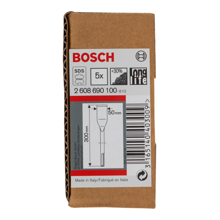 Bosch tegelbeitel met SDS-max hulpstuk, 300 x 50 mm