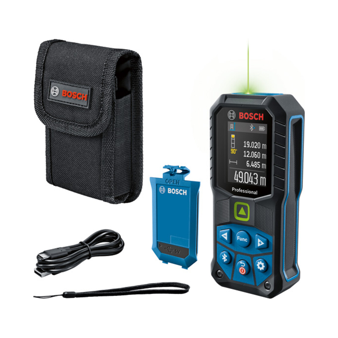 Bosch Telemetro laser GLM 50-27 CG con BA 3,7V 1,0Ah A e cavo USB-C
