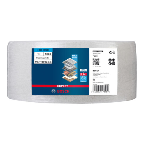 Bosch Tessuto non tessuto in rotolo EXPERT N880 per levigatura manuale, 115mmx10m, Pulizia 10pz.