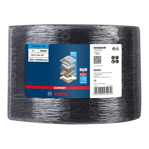 Bosch Tessuto non tessuto in rotolo EXPERT N880 per levigatura manuale, 150mmx10m, ultra fine S 10 pz.
