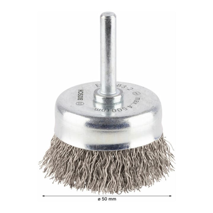 Bosch Topfbürste Edelstahl gewellter Draht 50 mm 0,3 mm 4500 U/ min