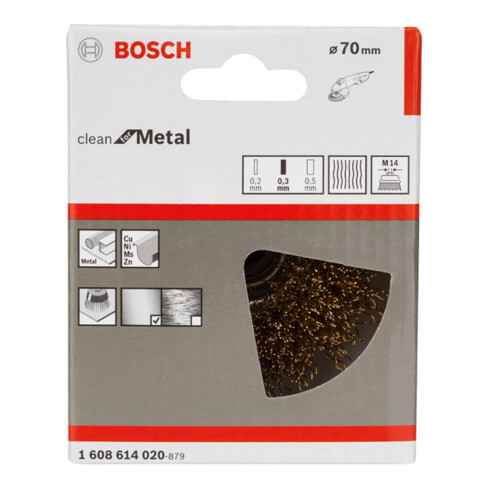 Bosch Topfbürste Messing gewellter Draht 70 mm 0,3 mm 12500 U/ min M 14