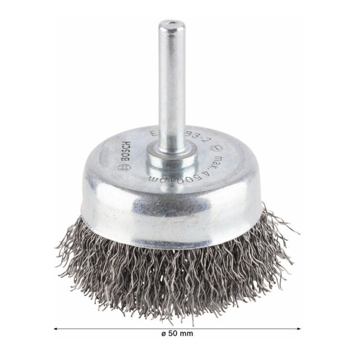 Bosch Topfbürste Stahl gewellter Draht 50 mm 0,3 mm 4500 U/ min