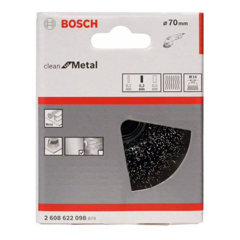 Bosch Topfbürste Stahl gewellter Draht 75 mm 0,3 mm 12500 U/ min M 14