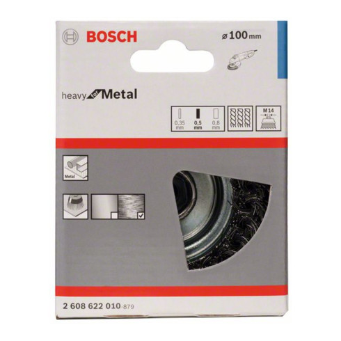Bosch Topfbürste Stahl gezopfter Draht 100 mm 0,5 mm 8500 U/ min M 14
