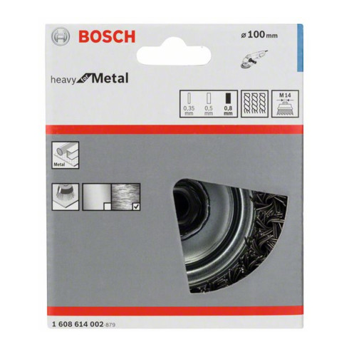Bosch Topfbürste Stahl gezopfter Draht 100 mm 0,8 mm 8500 U/ min M 14
