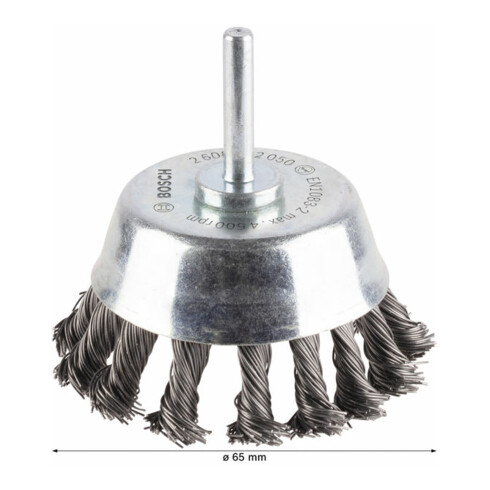 Bosch Topfbürste Stahl gezopfter Draht 65 mm 0,5 mm 4500 U/ min