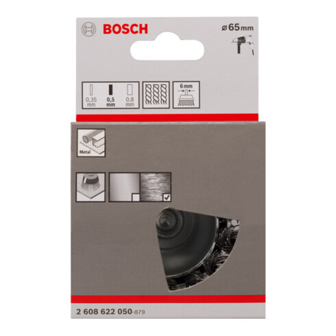 Bosch Topfbürste Stahl gezopfter Draht 65 mm 0,5 mm 4500 U/ min