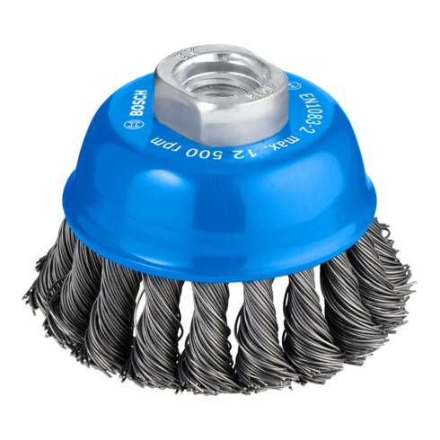 Bosch Topfbürste Stahl gezopfter Draht 75 mm 0,5 mm 12500 U/ min M 14