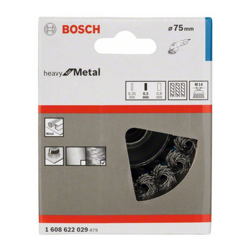 Bosch Topfbürste Stahl gezopfter Draht 75 mm 0,5 mm 12500 U/ min M 14