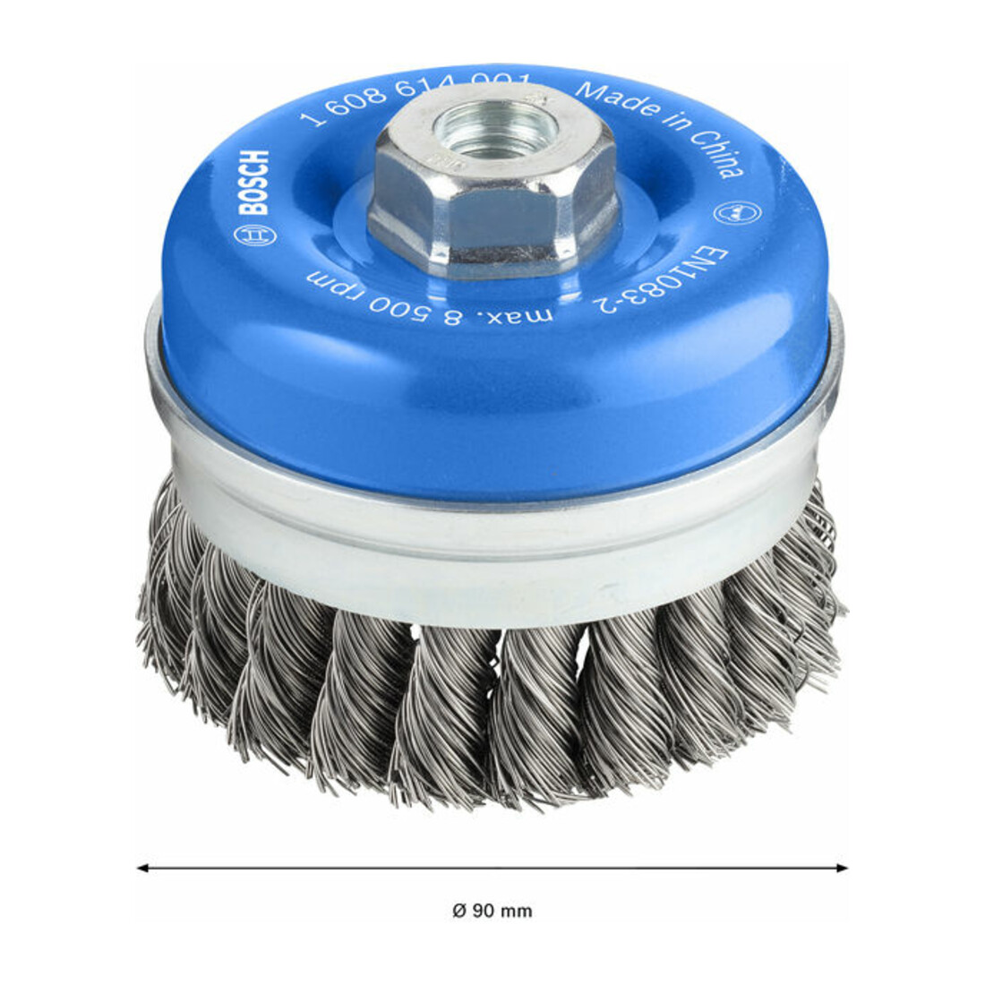 Bosch Topfbürste Stahl gezopfter Draht 90 mm 0,5 mm 8500 U/ min M 14
