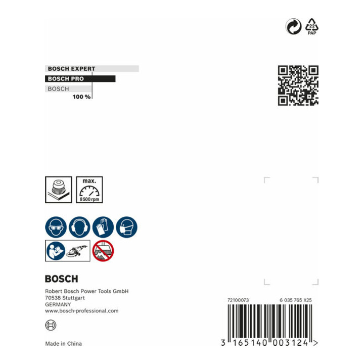 Bosch Topfbürste Stahl gezopfter Draht 90 mm 0,5 mm 8500 U/ min M 14