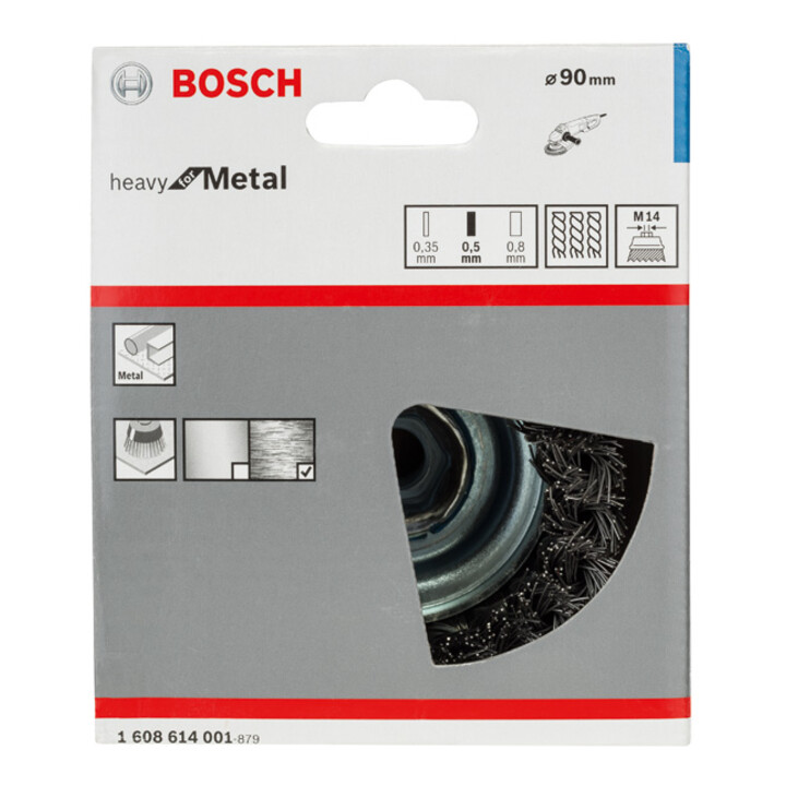 Bosch Topfbürste Stahl gezopfter Draht 90 mm 0,5 mm 8500 U/ min M 14
