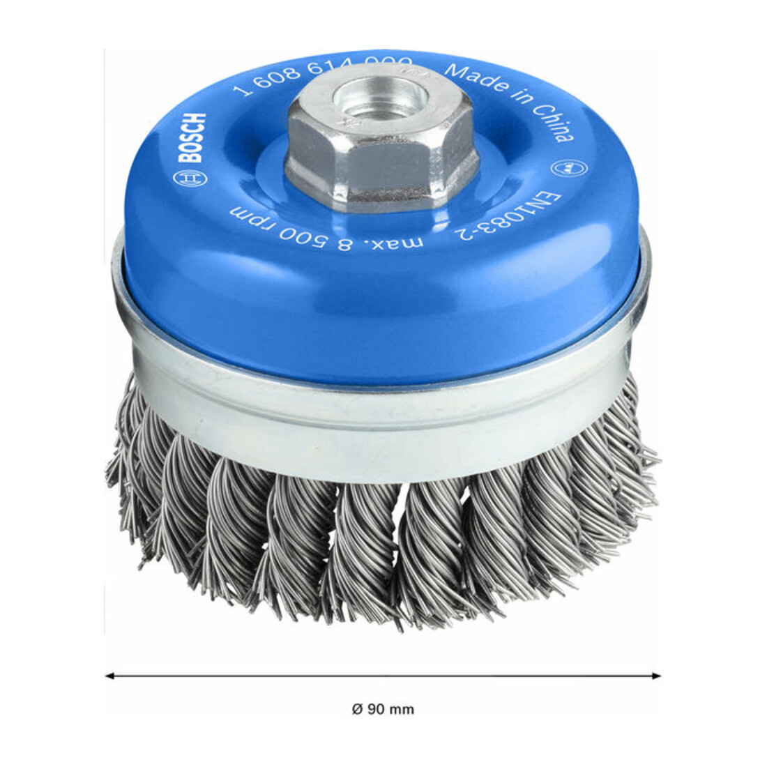Bosch Topfbürste Stahl gezopfter Draht 90 mm 0,8 mm 8500 U/ min M 14