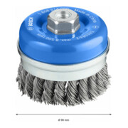 Bosch Topfbürste Stahl gezopfter Draht 90 mm 0,8 mm 8500 U/ min M 14-4