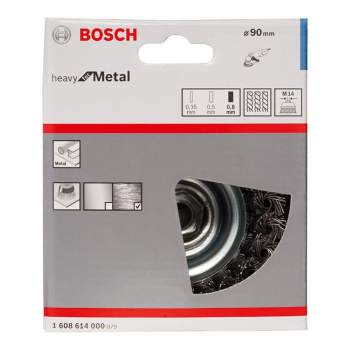 Bosch Topfbürste Stahl gezopfter Draht 90 mm 0,8 mm 8500 U/ min M 14