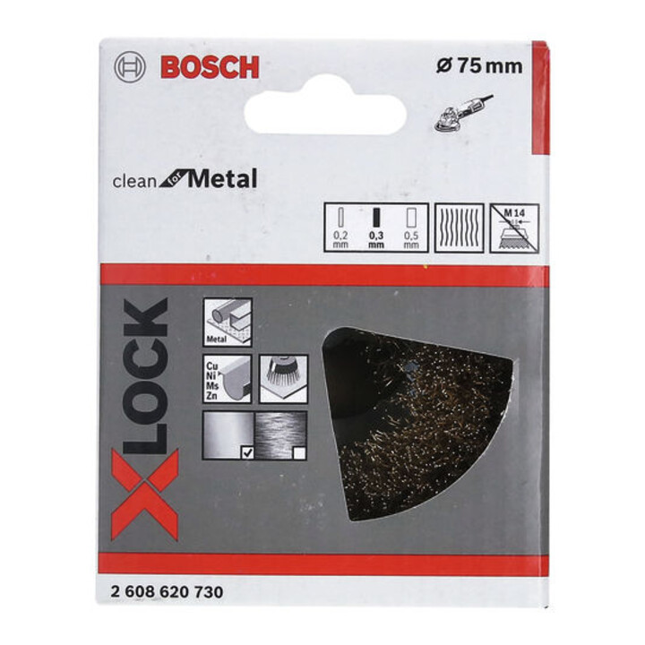 Bosch Topfbürste X-LOCK Clean for Metal 75 mm 0,3 mm gewellte Messingbürste