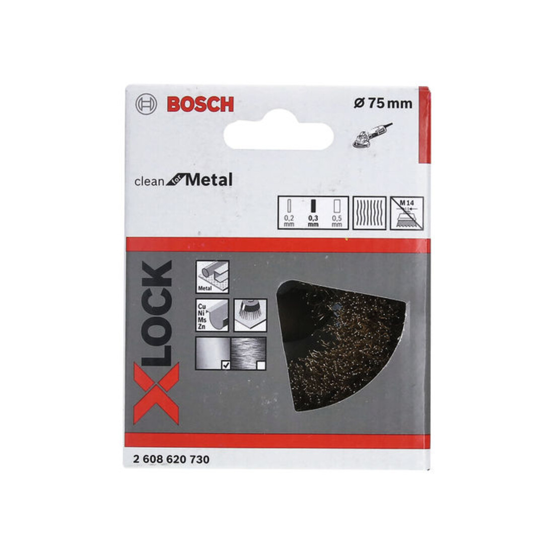Bosch Topfbürste X-LOCK Clean for Metal 75 mm 0,3 mm gewellte Messingbürste