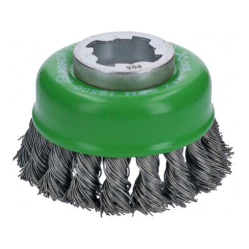 Bosch Topfbürste X-LOCK Heavy for Inox 75 mm 0,5 mm gezopfter rostfreier Stahldraht