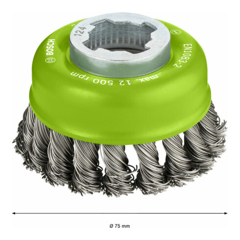 Bosch Topfbürste X-LOCK Heavy for Inox 75 mm 0,5 mm gezopfter rostfreier Stahldraht