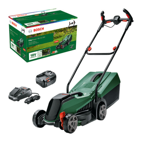 Bosch Tosaerba a batteria CityMower 18V-32-300, 1 batteria PBA 18V 4.0Ah W-C, caricabatterie