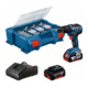 Bosch Trapano a percussione a batteria GSB 18V-55, 2 batterie ricaricabili, caricabatterie, set di accessori da 100 pz., valigetta a L-1