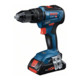 Bosch Trapano a percussione a batteria GSB 18V-55, 2 batterie ricaricabili, caricabatterie, set di accessori da 100 pz., valigetta a L-2