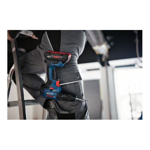 Bosch Trapano a percussione a batteria GSB 18V-55, 2 batterie ricaricabili, caricabatterie, set di accessori da 100 pz., valigetta a L