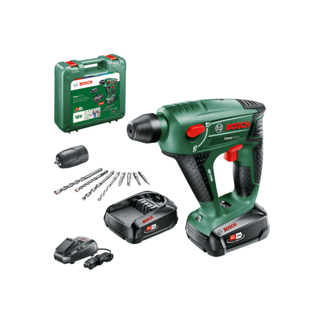 Bosch Trapano a percussione a batteria Uneo Maxx, 2 batterie PBA 18V 2,5Ah