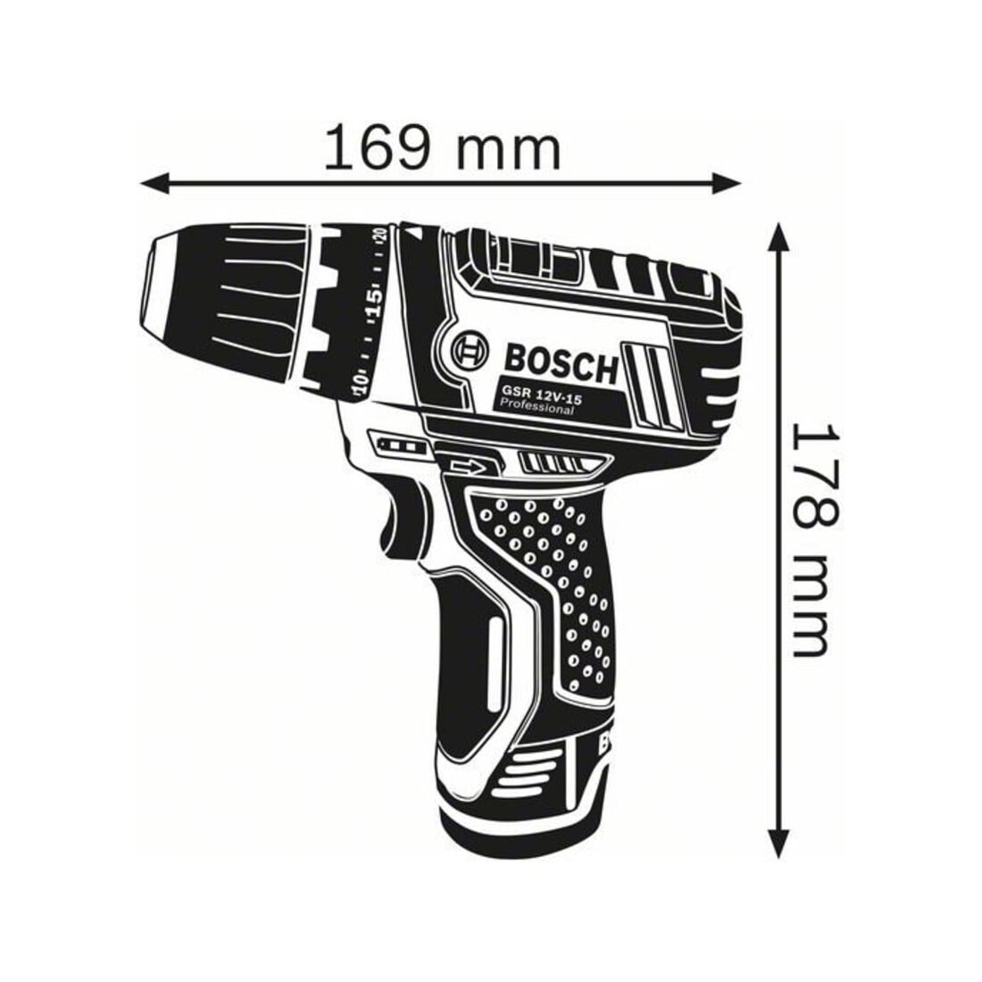 Bosch Trapano avvitatore a batteria GSR 12 V-15 FC con 2 batterie agli ioni di litio da 2,0 Ah L-BOXX, 1 attacco