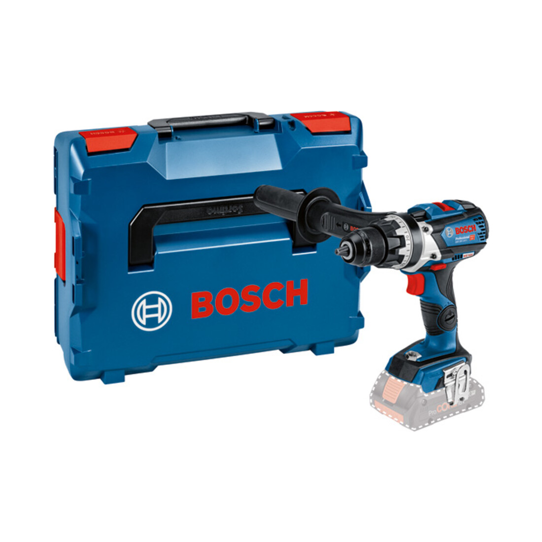 Bosch Trapano avvitatore a batteria GSR 18V-110 C, versione Solo con impugnatura supplementare e L-BOXX