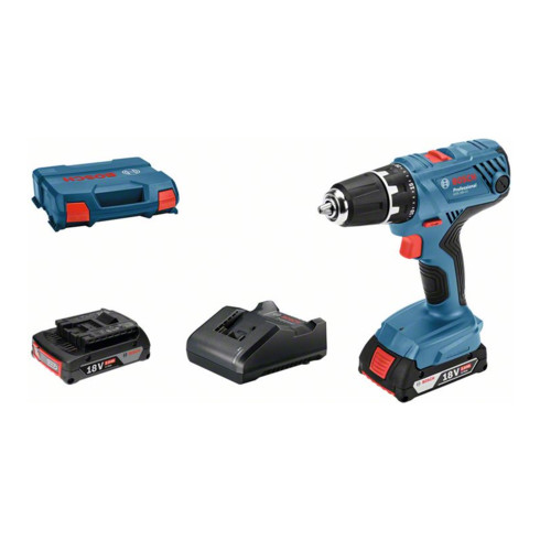 Bosch Trapano avvitatore a batteria GSR 18V-21, 2 batterie ricaricabili GBA 18V, caricabatterie GAL 18V-20, L-BOXX