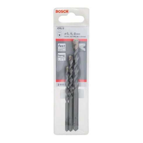 Bosch Punte trapano CYL-3 Silver Percussion per calcestruzzo, 3pz. 5 - 8mm