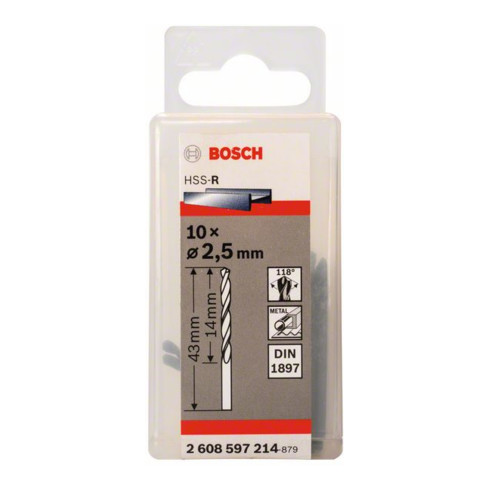 Bosch Punta per trapano HSS-R DIN 1897 2,5x14x43mm