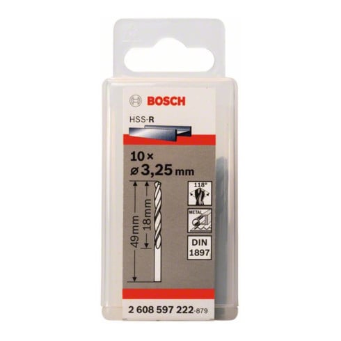 Bosch Punta per trapano HSS-R DIN 1897 3,25x18x49mm