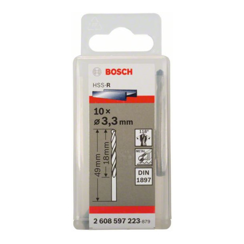 Bosch Punta per trapano HSS-R DIN 1897 3,3x20x49mm
