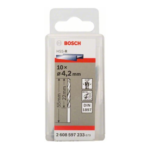 Bosch Punta per trapano HSS-R DIN 1897 4,2x22x55mm