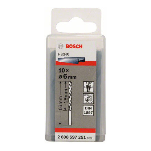 Bosch Punta per trapano HSS-R DIN 1897 6x28x66mm
