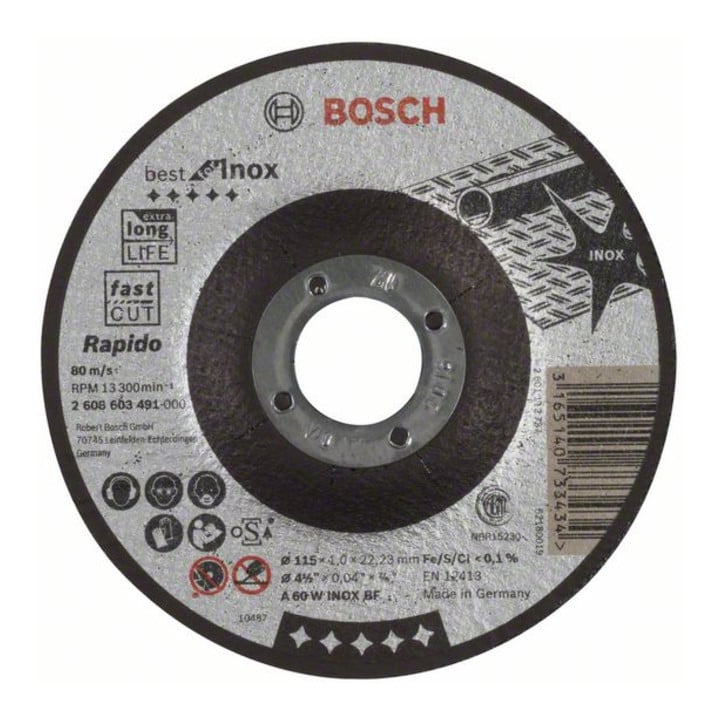 Bosch Trennscheibe gekröpft Best for Inox - Rapido A 60 W INOX BF, 115, 22,23, 1,0 mm