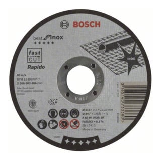 Bosch Trennscheibe gerade Best for Inox Rapido A 60 W INOX BF, 115 mm, 22,23 mm, 0,8