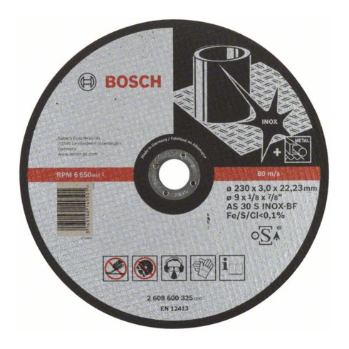 Bosch Trennscheibe gerade Expert for Inox AS 30 S INOX BF, 230 mm, 22,23 mm, 3 mm