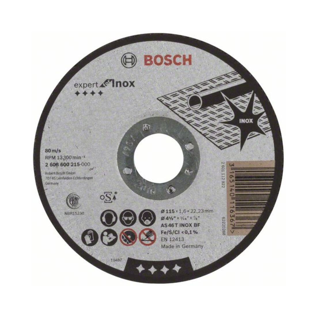 Bosch Trennscheibe gerade Expert for Inox AS 46 T INOX BF 115 mm 1,6 mm