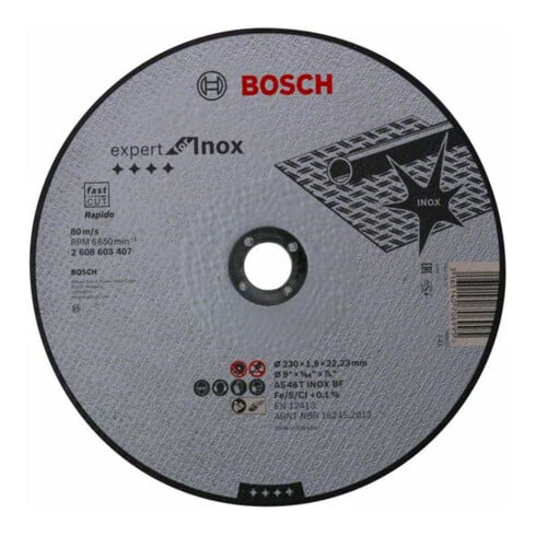 Bosch Trennscheibe gerade Expert for Inox - Rapido AS 46 T INOX BF, 230 mm, 22,23 mm