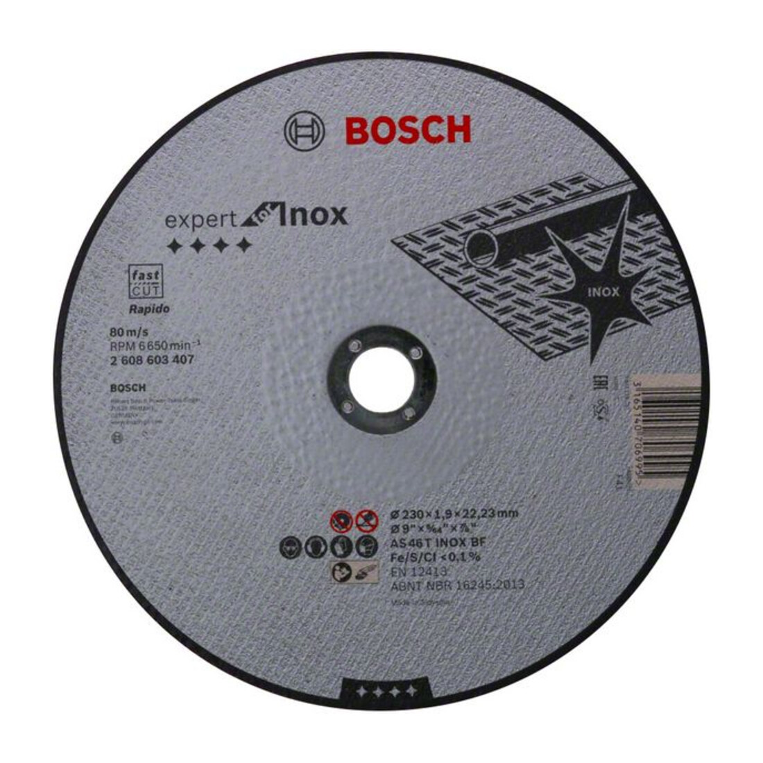 Bosch Trennscheibe gerade Expert for Inox - Rapido AS 46 T INOX BF, 230 mm, 22,23 mm