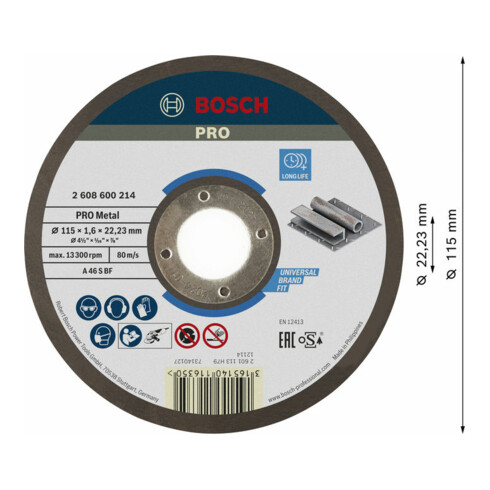 Bosch Trennscheibe gerade Expert for Metal AS 46 S BF 115 mm 1,6 mm